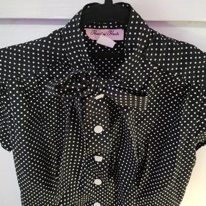 Black and white polka dot blouse